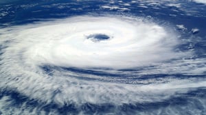 hurricane circling over an ocean